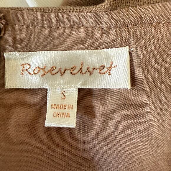 ROSEVELVET | Tan Linen Blend Ruffle Trim Halter Cutout Romper | Small BNWT - Picture 6 of 8